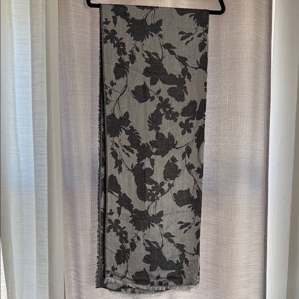 Calvin Klein Black and Gray Floral Scarf
